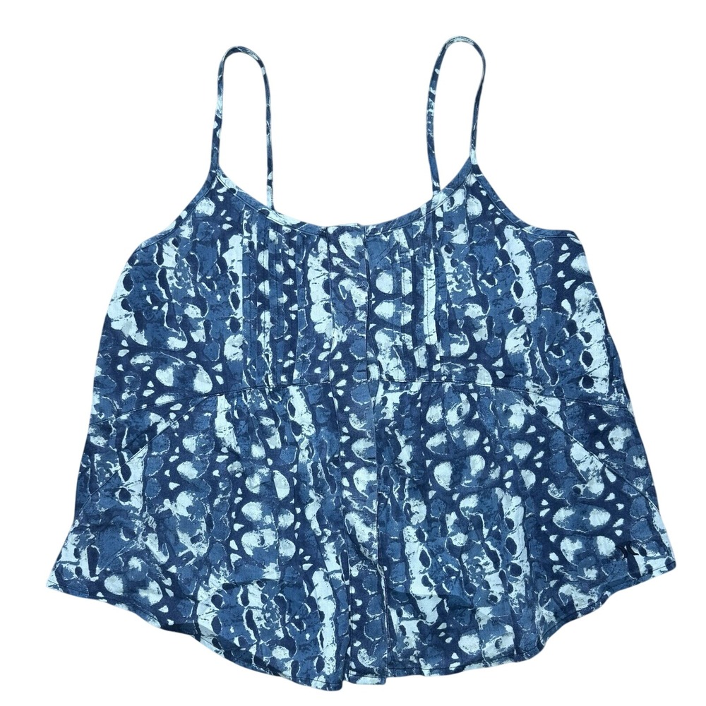 Hurley GVTTMNA Camisole S Blue White Abstract Print Cotton Spaghetti Strap Tank